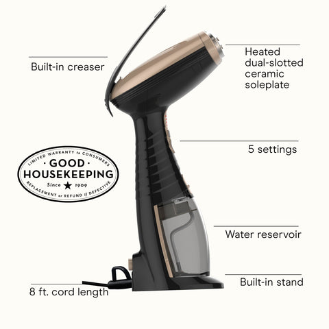 Conair Handheld Steamer heats up in 40 seconds for quick wrinkle relief.