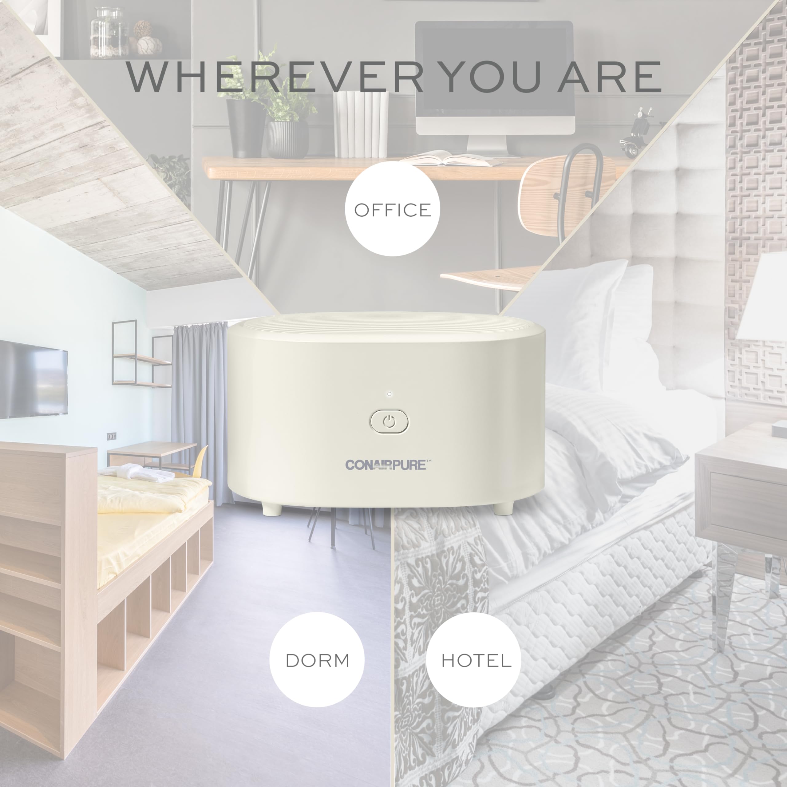 Conair purifier showing up to 22 hours battery life.
