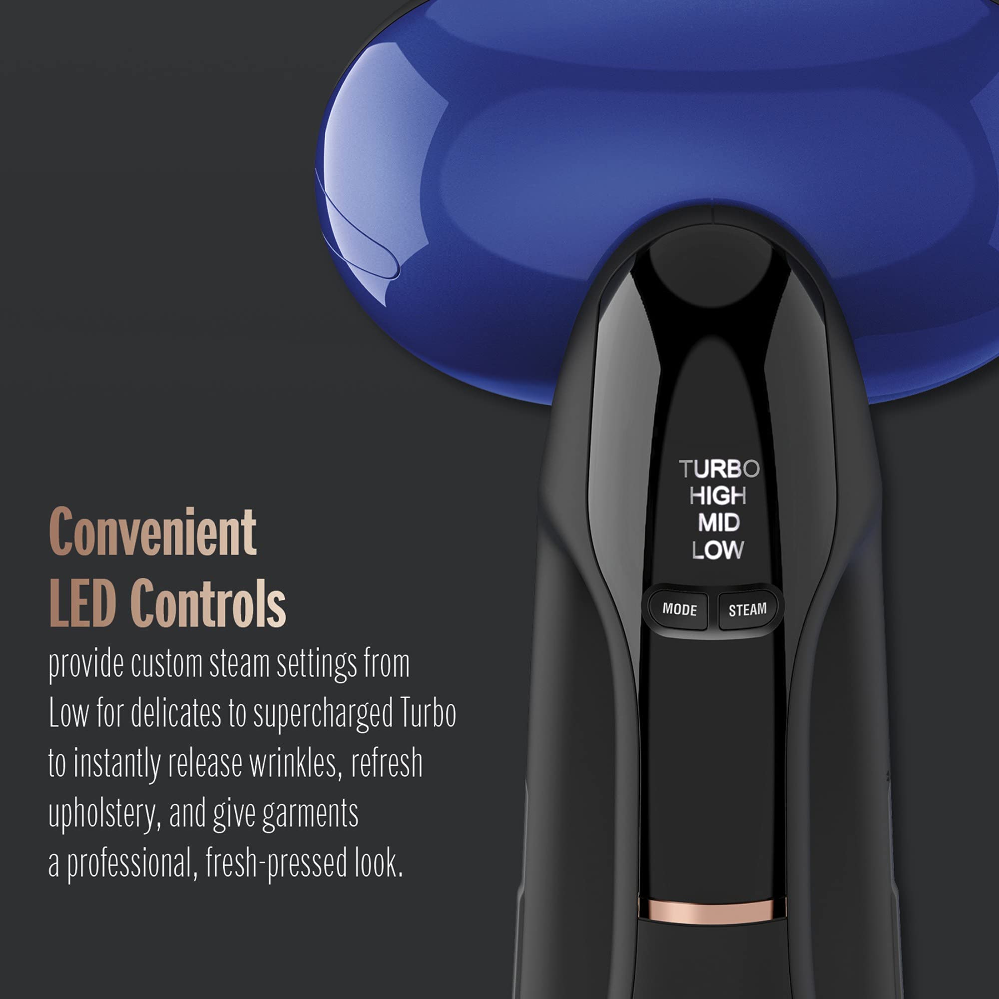 Conair Smart Sensor Safety stops steam when laid down and resumes when lifted