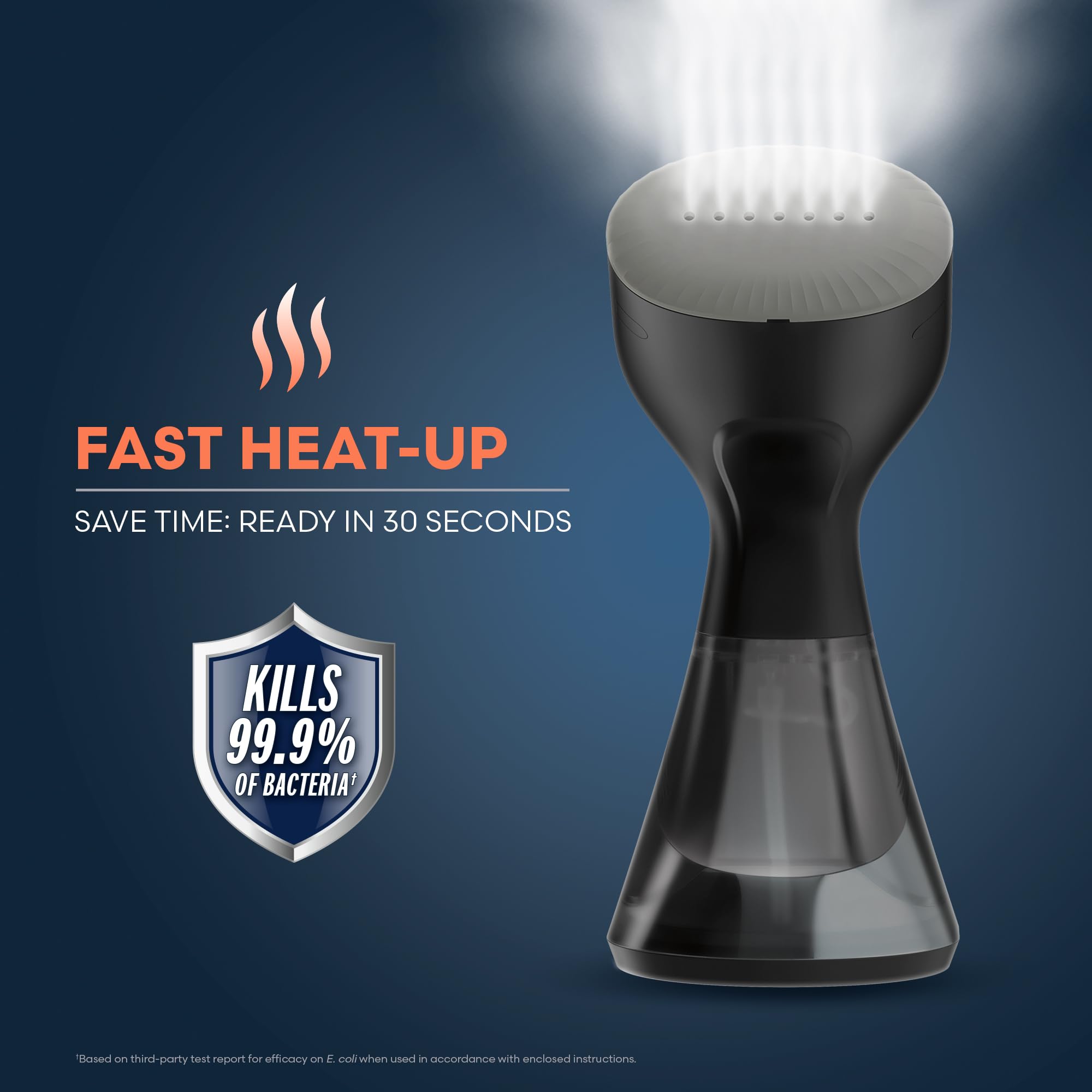 Conair steamer 30-second heat-up for quick shirt refresh on the go.