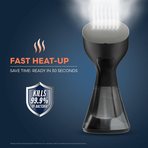 Conair steamer 30-second heat-up for quick shirt refresh on the go.