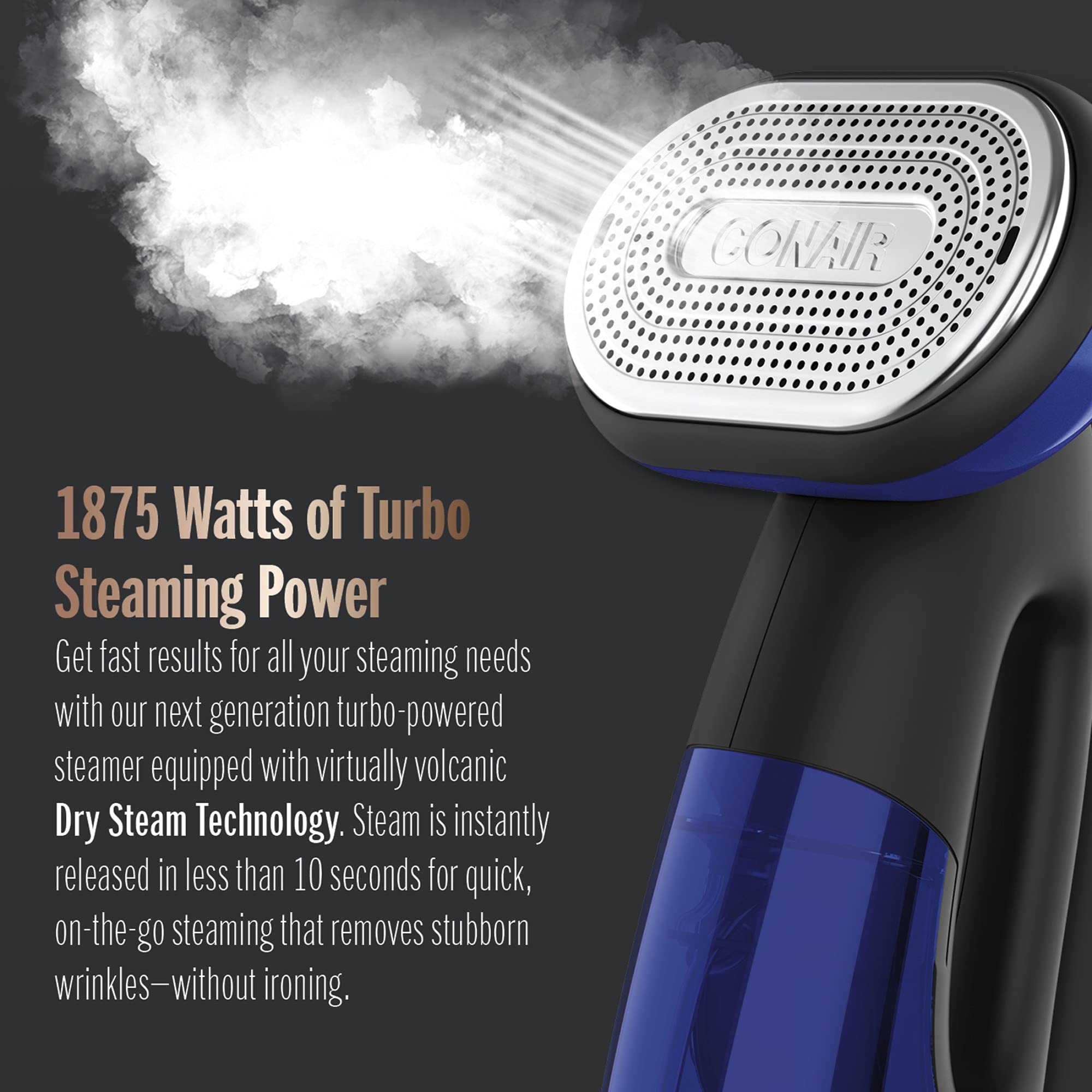 Conair 4 steam settings for delicate to heavy fabrics