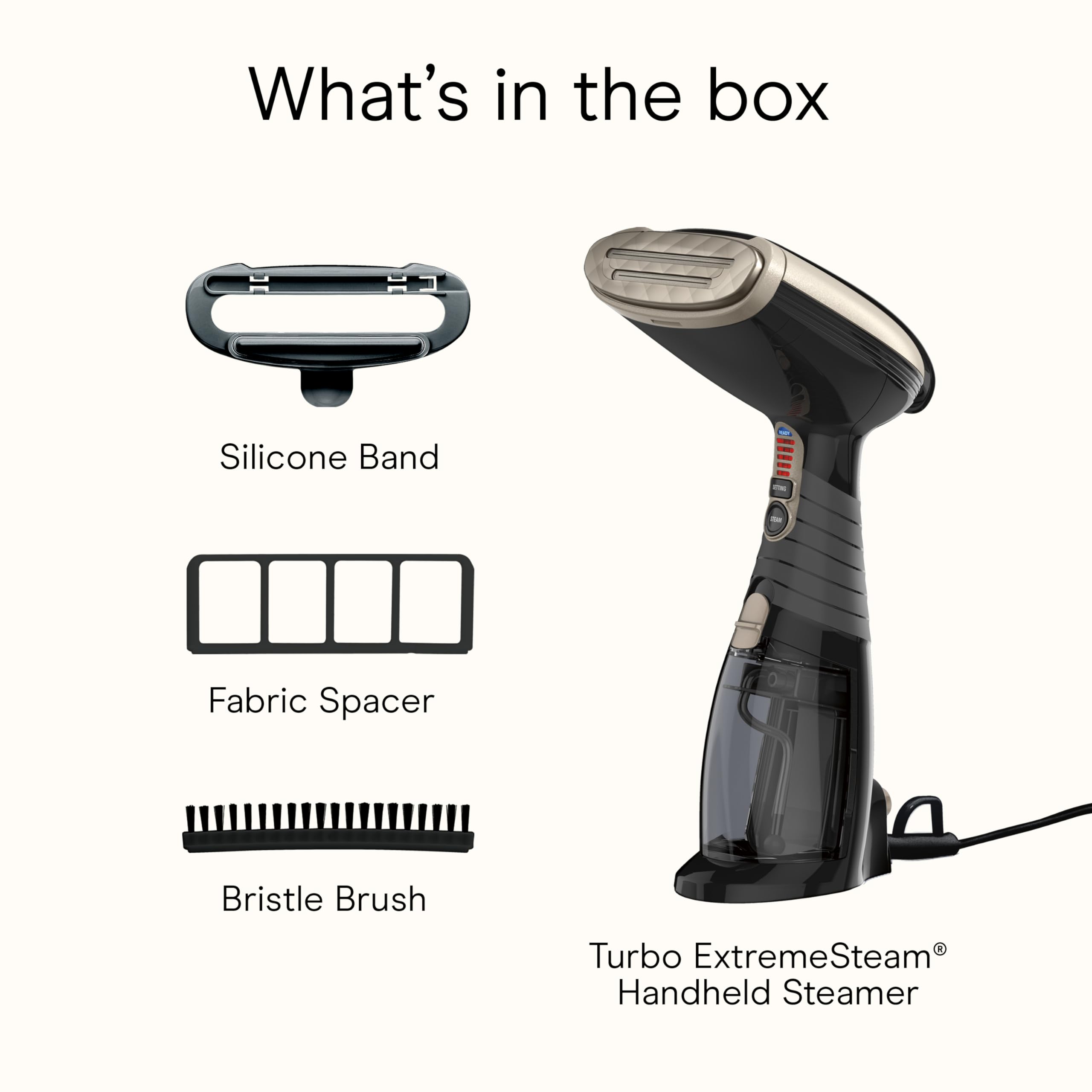Conair 9 ft cord length offers flexible reach during steaming.