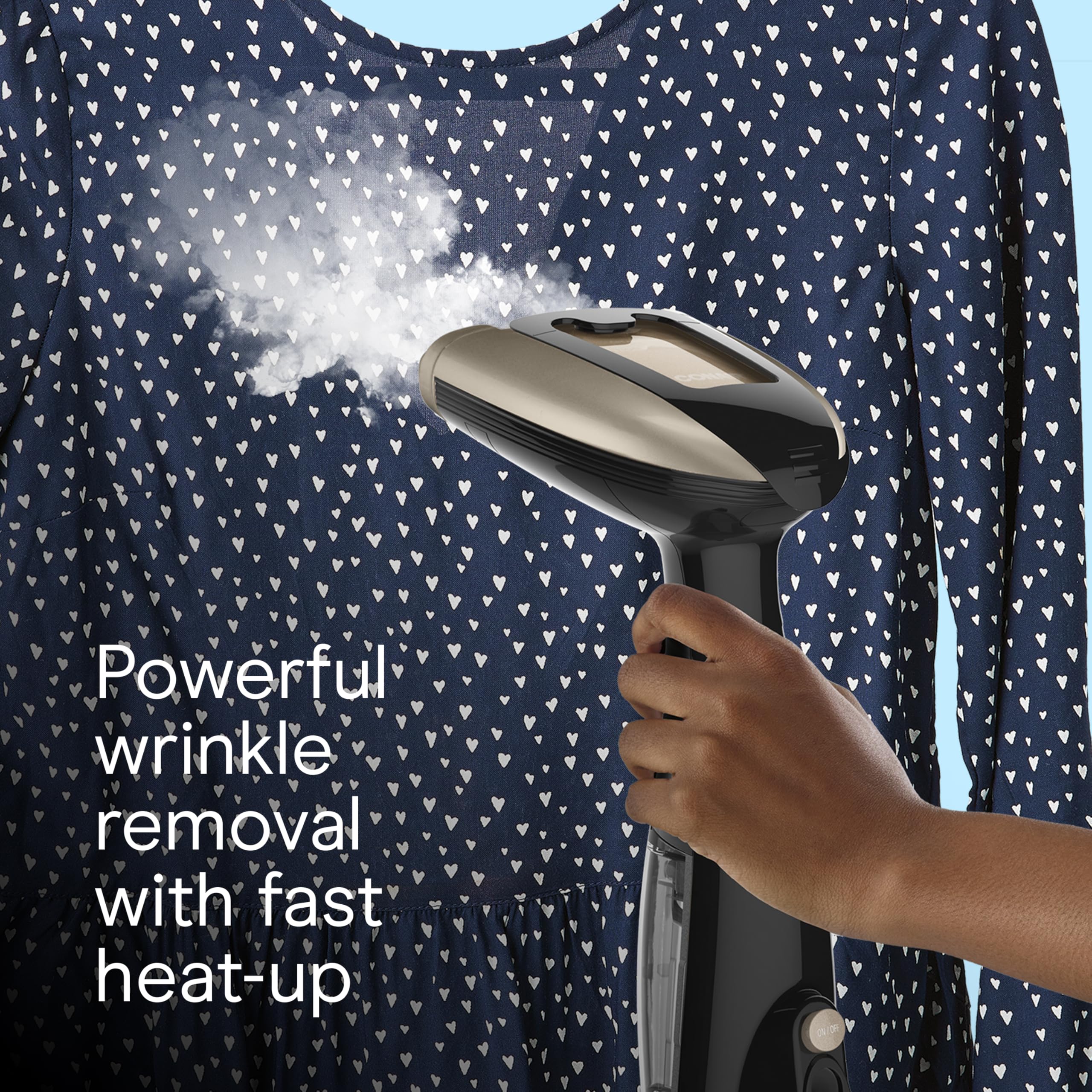 Conair has 5 steam settings from delicate to turbo for fabrics.