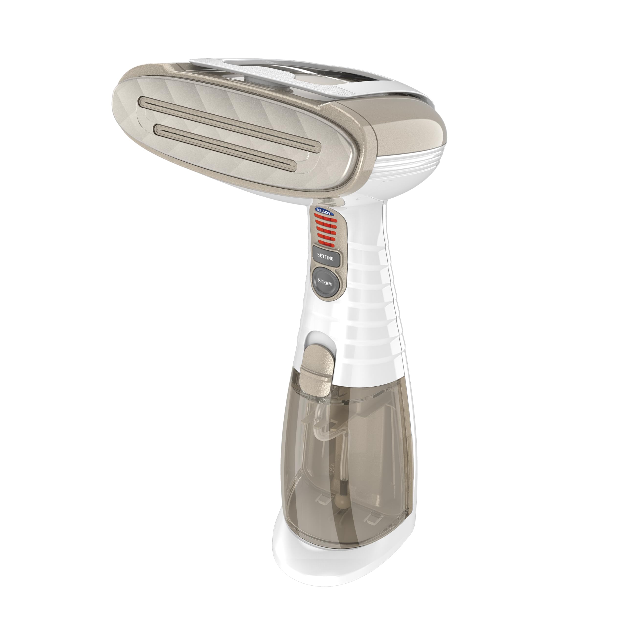 Conair Turbo ExtremeSteam handheld steamer shows fast heat-up for quick wrinkle relief
