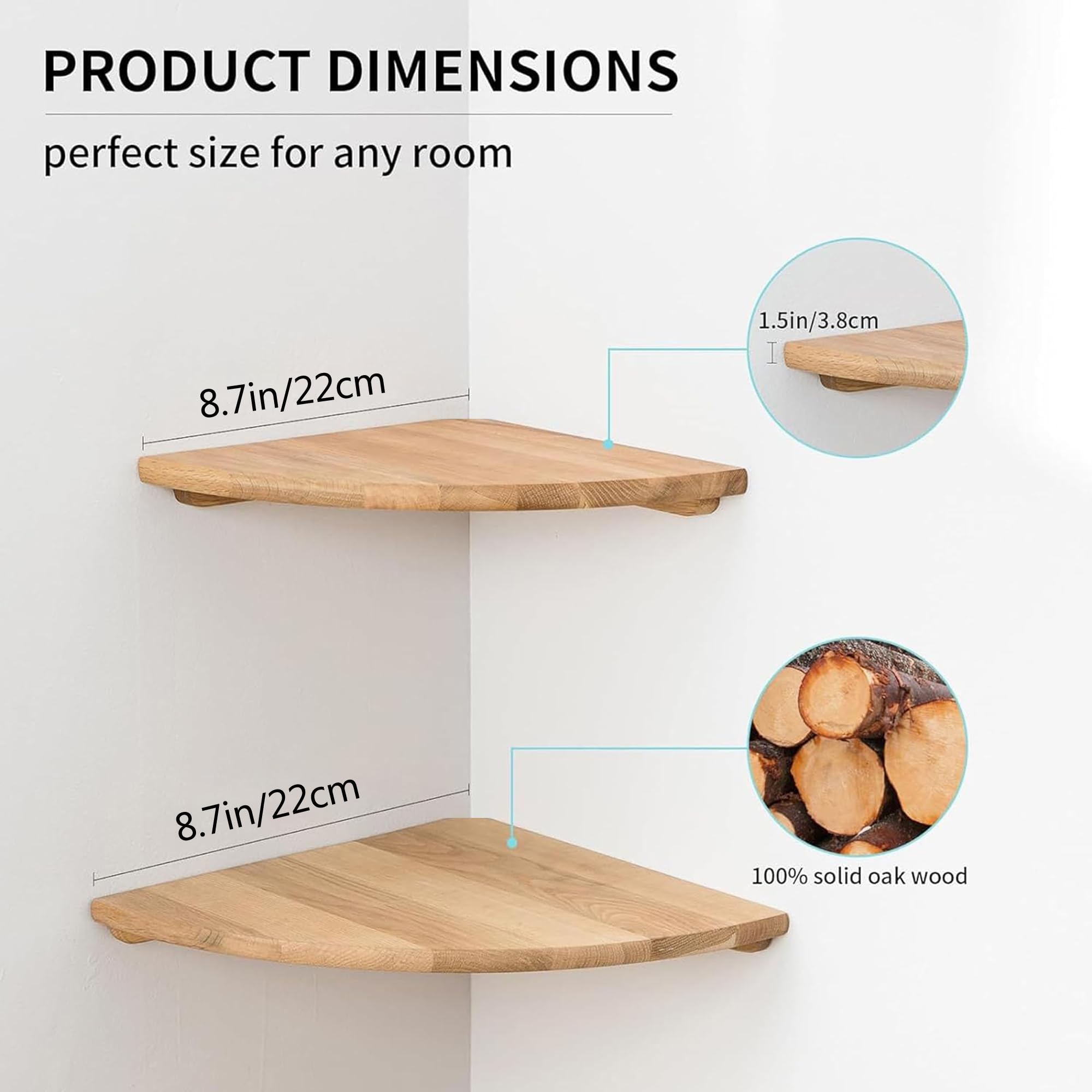 Conamily oak shelf enhancing bedroom and living room decor