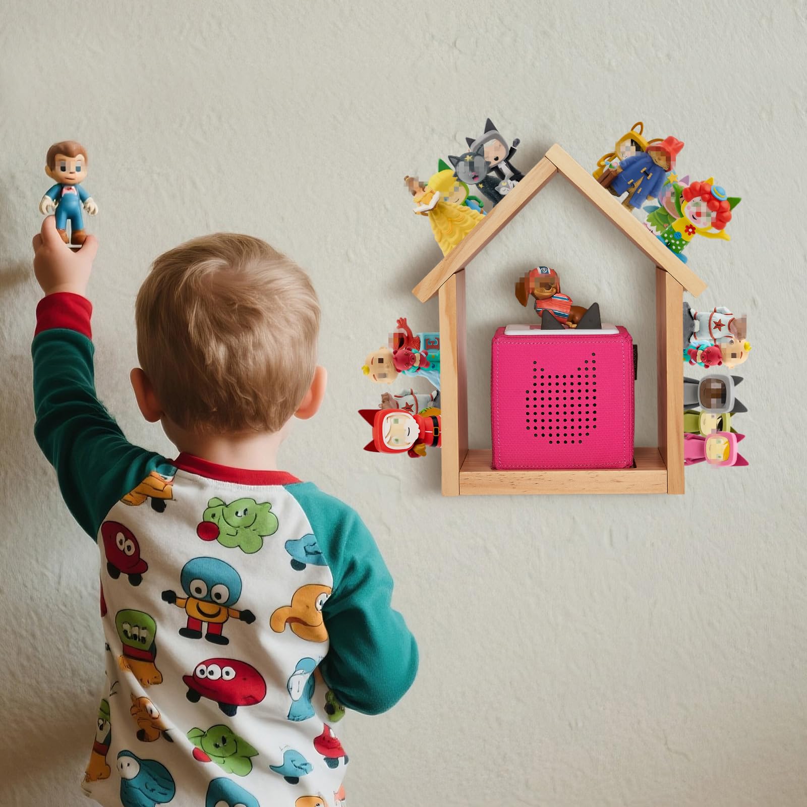 Smart cutout design routes charging cables while displaying figures.