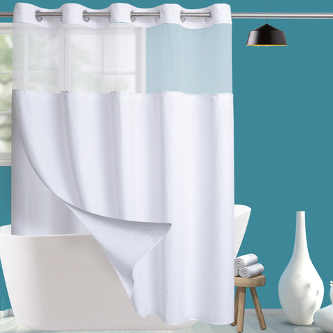 Conbo Mio No Hook Waffle Curtain close-up shows premium fabric and secure hanging with ease.
