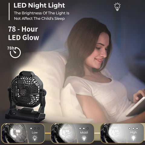 Compact CONBOLA fan designed for travel and camping.