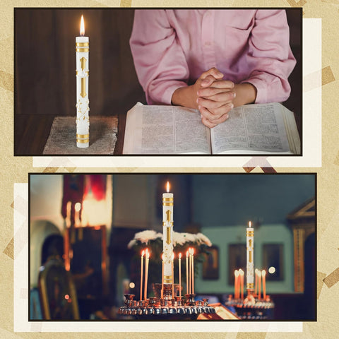 Conelist baptism candle size 23 cm fits prayer corners.