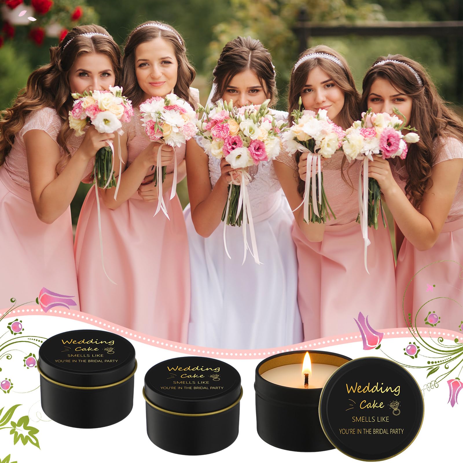 Conelist bridesmaid candle black retro complements vintage bridal aesthetics.