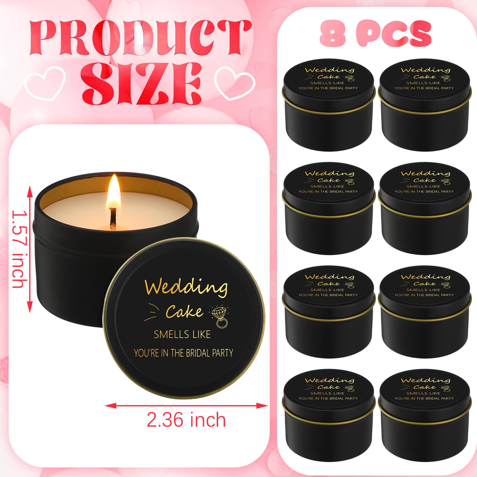 Conelist bridesmaid compact-size candle is portable and gift-ready.