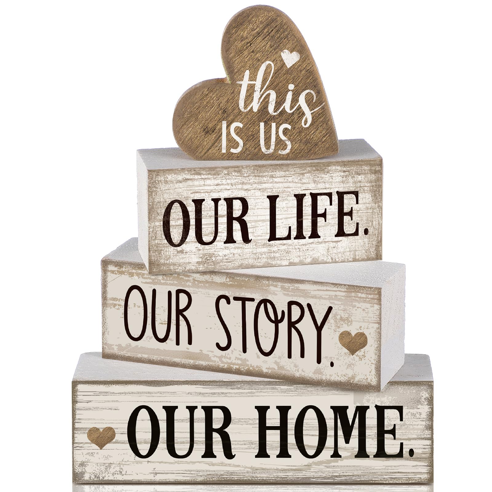 Conelist farmhouse heart sign tabletop decor adds warm rustic charm to any shelf.