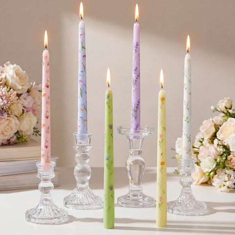 Conelist floral taper candles 9.8 inches create warm romantic table lighting