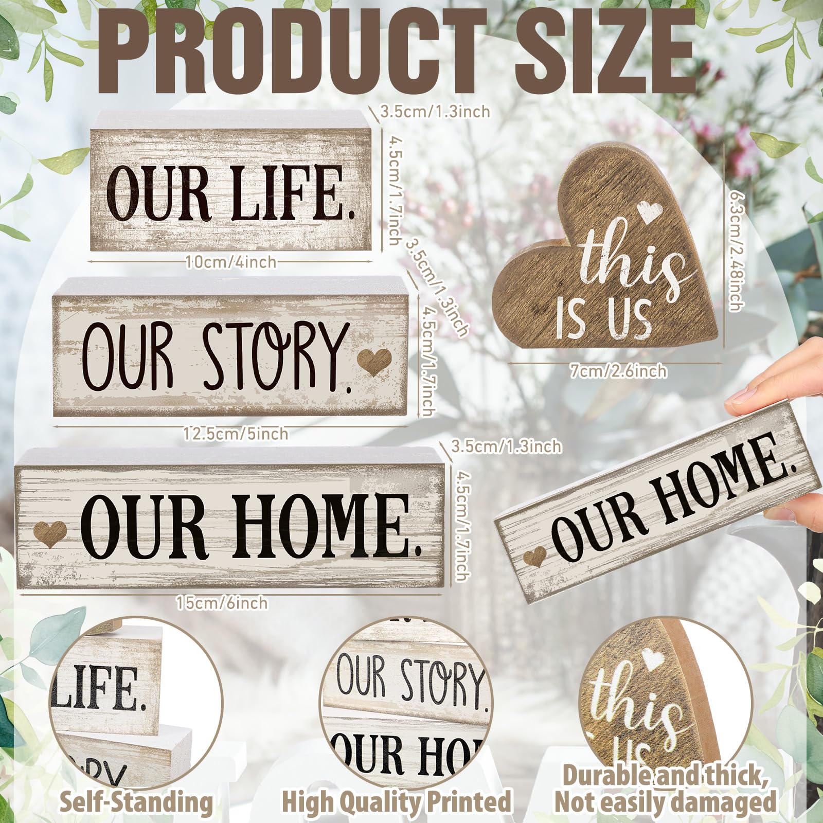 Conelist Our Home block sign wood adds a personal touch to counters and shelves.