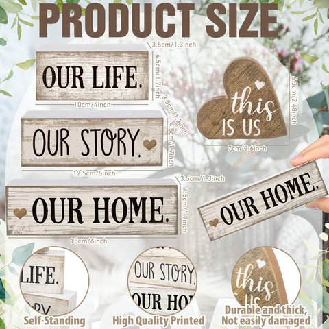 Conelist Our Home block sign wood adds a personal touch to counters and shelves.