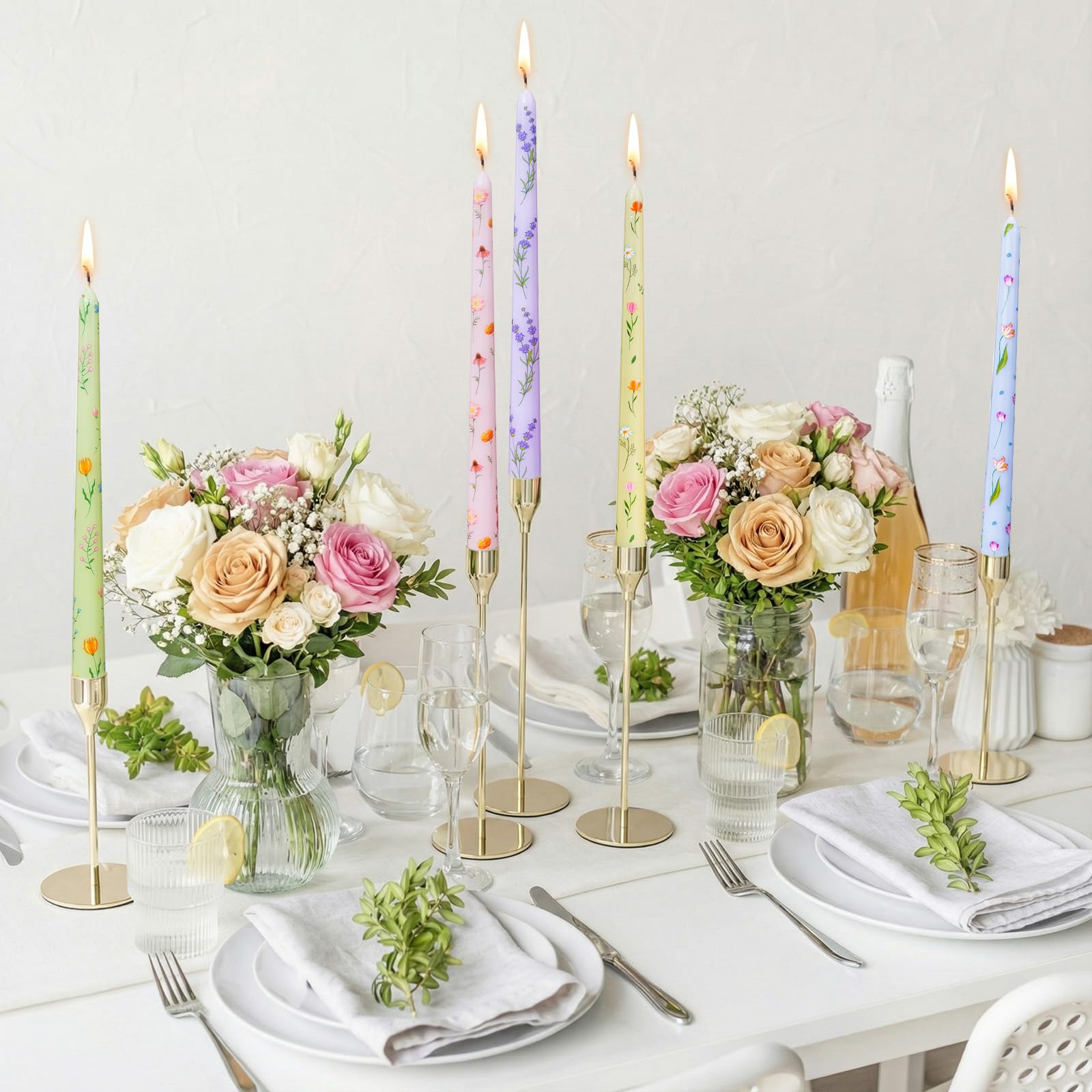 Conelist unscented long taper candles deliver a clean burn on dining tables