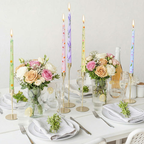 Conelist unscented long taper candles deliver a clean burn on dining tables