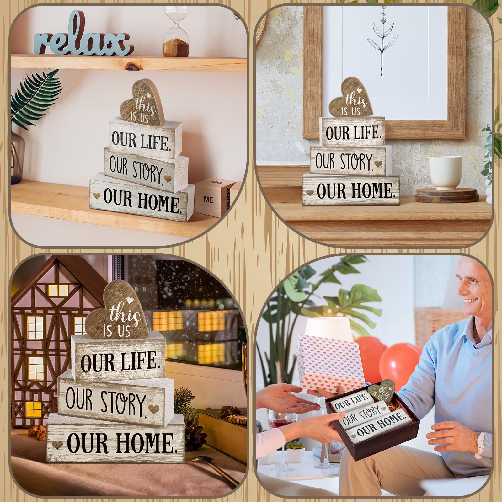 Conelist warm-tone wooden decor pieces bring rustic warmth to any room.