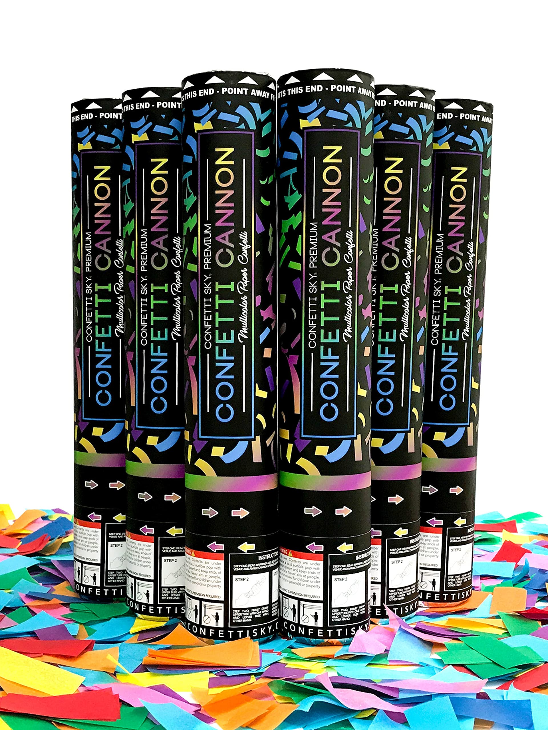 Confetti Sky 12-inch cannons in a box for easy event setup