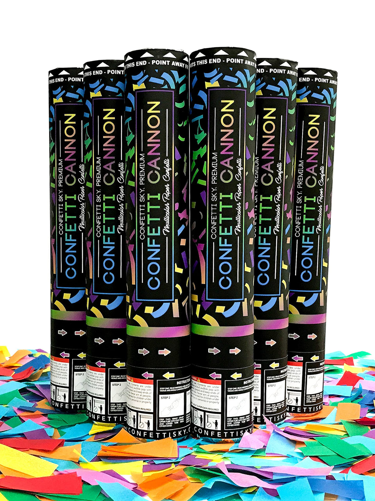 Confetti Sky 12-inch cannons in a box for easy event setup