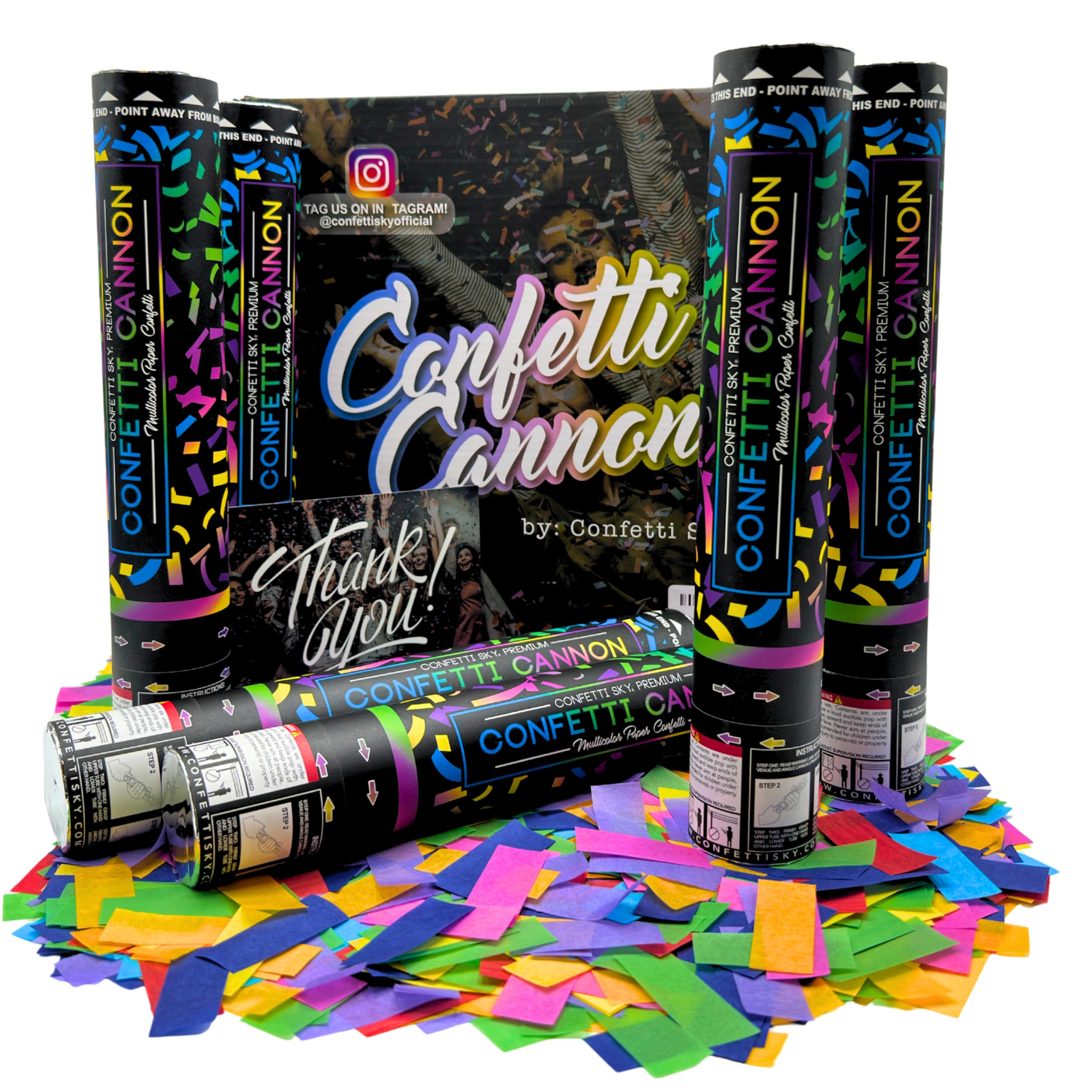 Wedding celebration with Confetti Sky colorful confetti shower