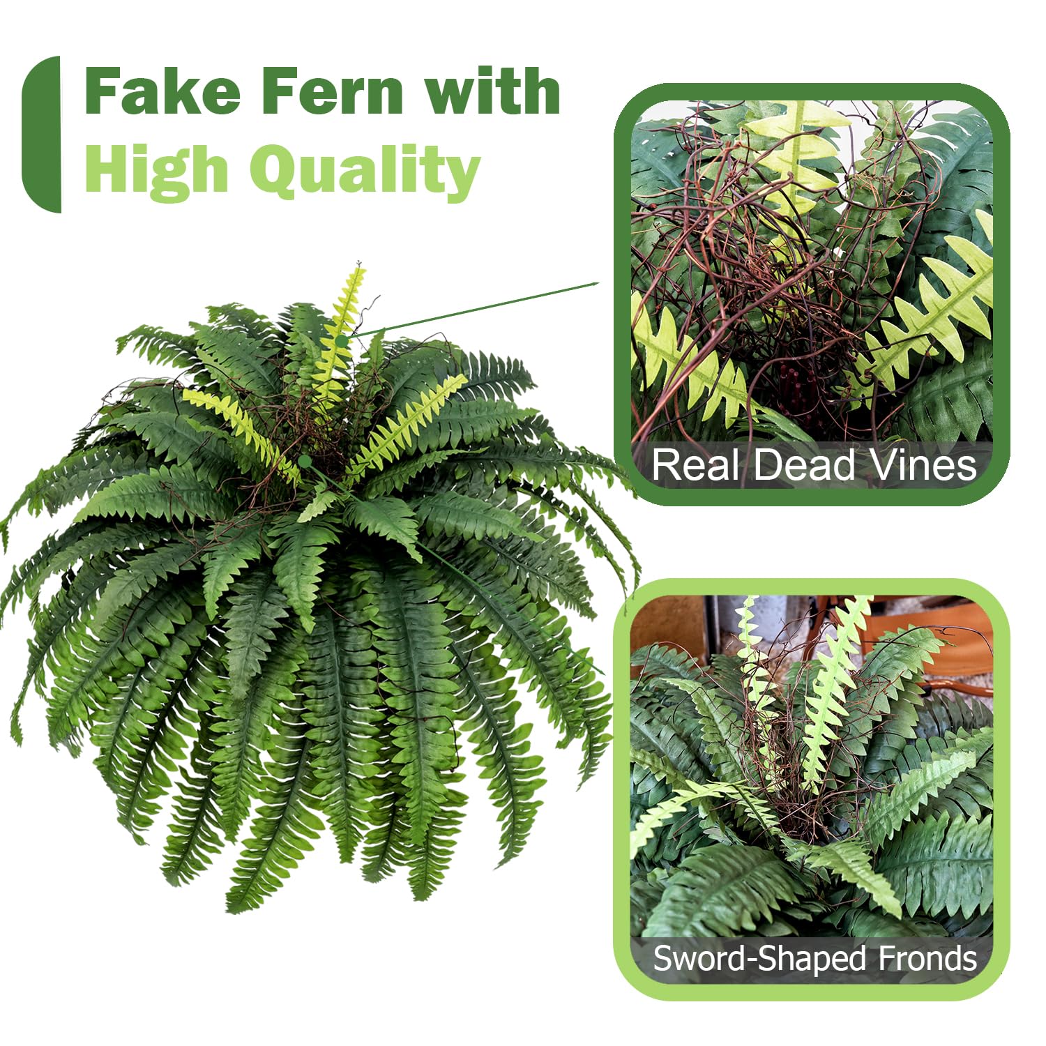 CongfuHepMui realistic greenery with detailed fronds for natural-looking arrangements.