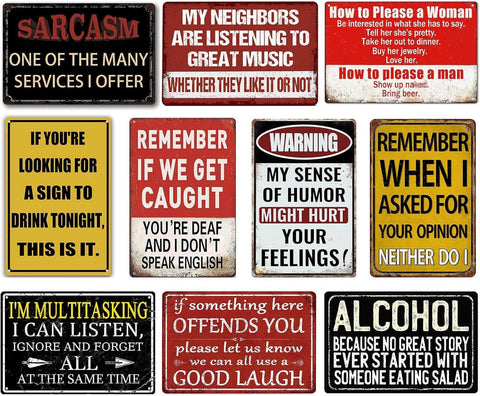 CONHUIDF funny bar signs for home bar add vintage vibe.
