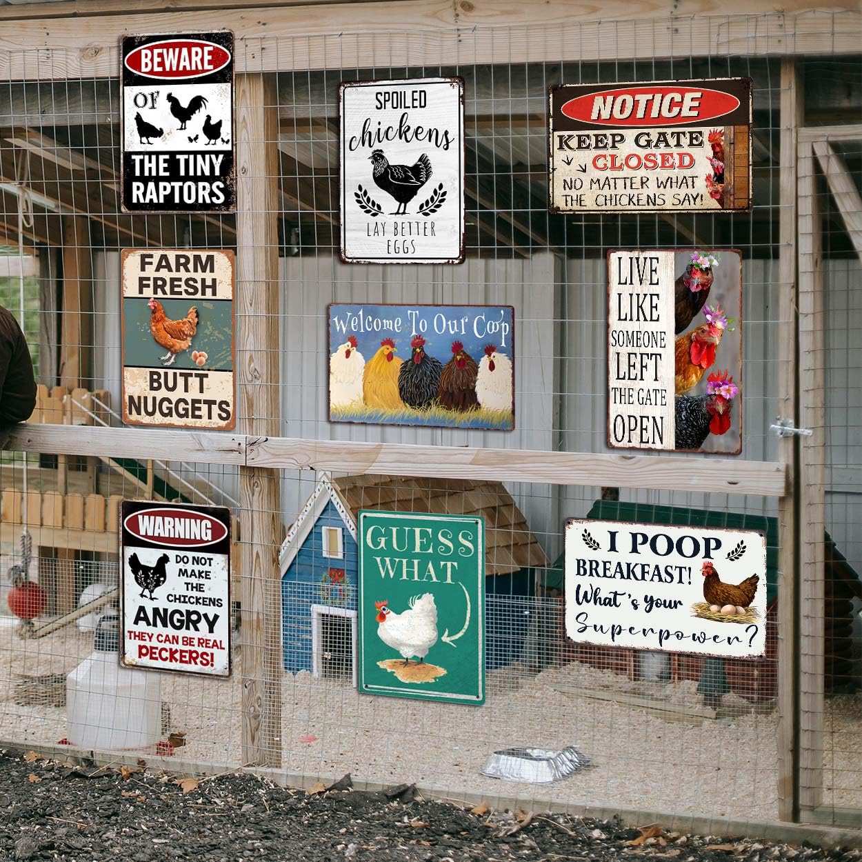 CONHUIDF vintage chicken sign collection 02 adds rustic yard charm.