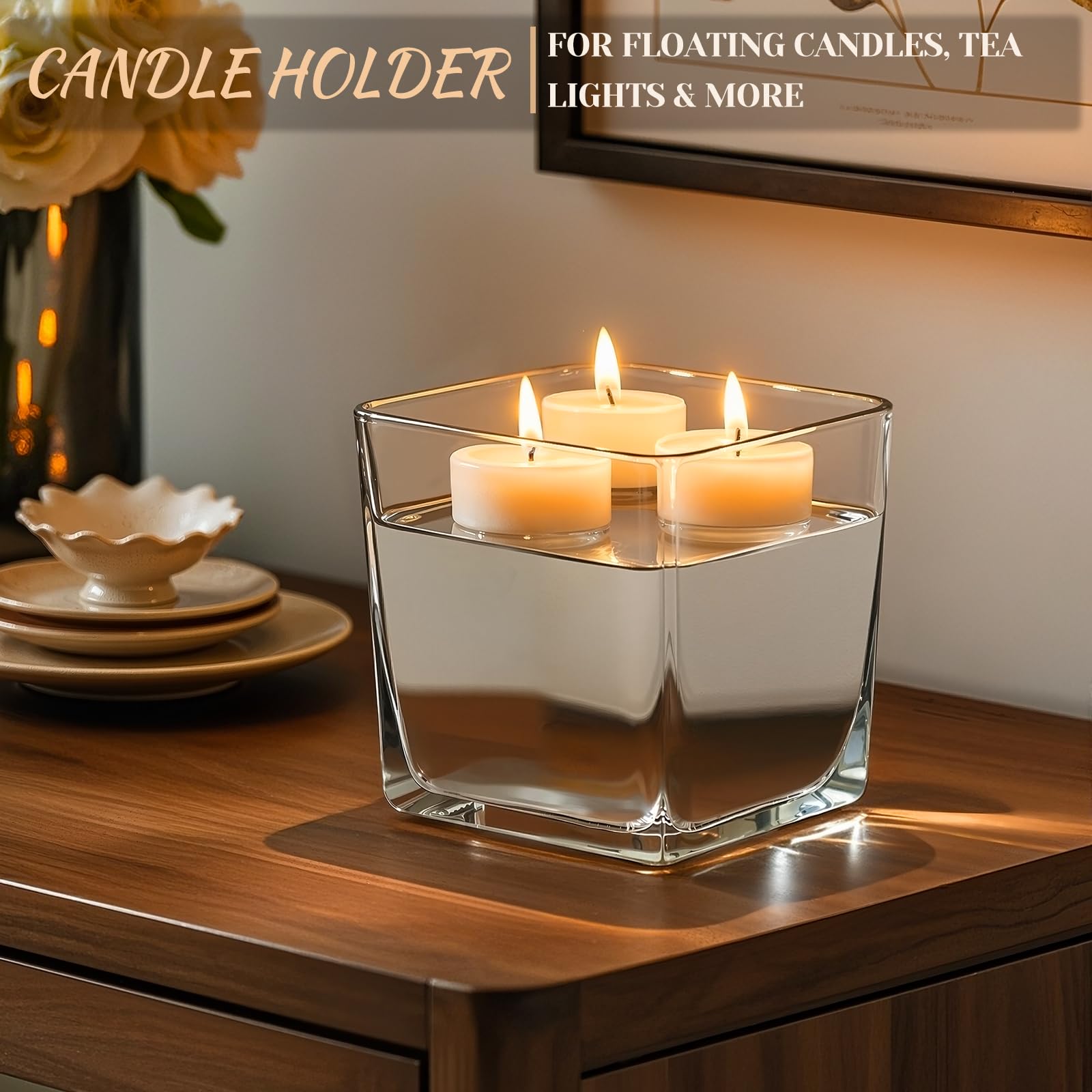 CONNOO square vase 5x5 wedding centerpiece, elegant and versatile