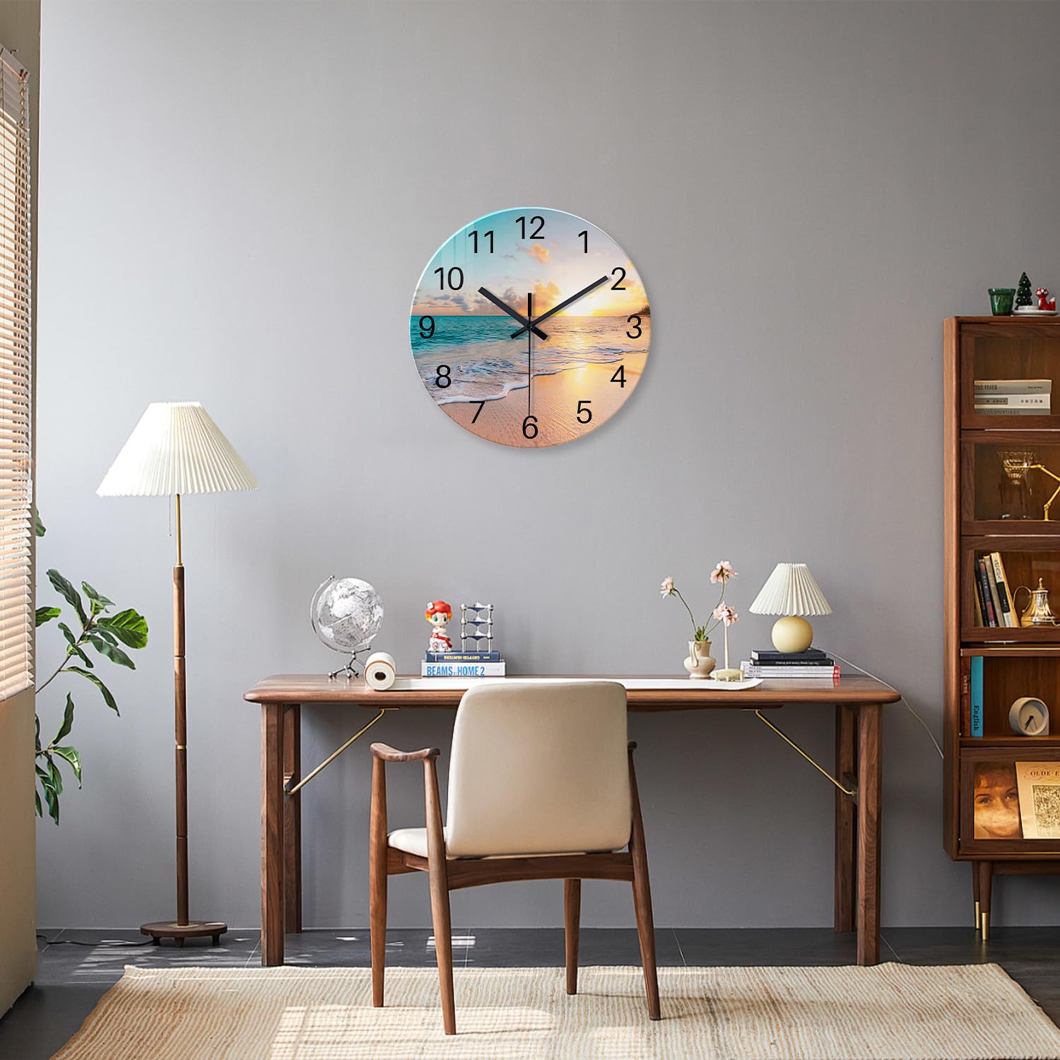 Constantplanet beach clock frameless coastal clock adds silent operation for peaceful bedrooms
