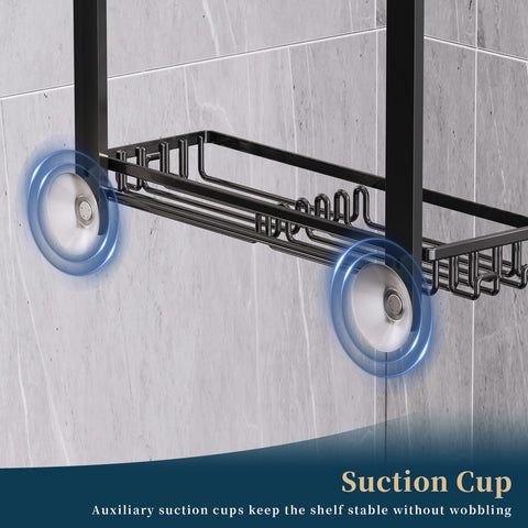 Consumest shower organizer with 22 hooks for towels and accessories.