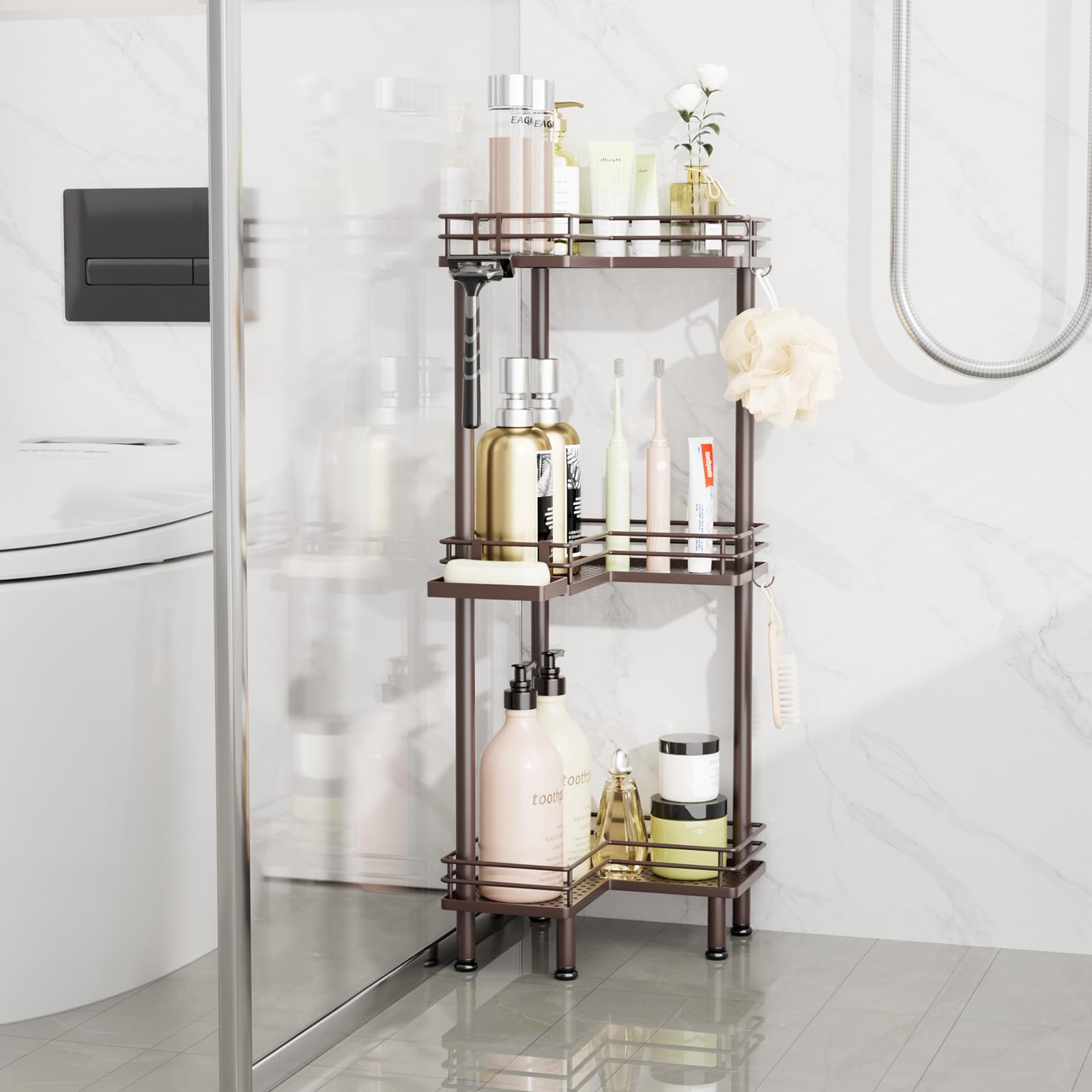 Consumest adjustable feet stabilize on uneven surfaces for safer storage.