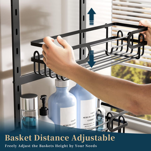 Consumest adjustable shower shelves customize spacing for tall bottles.