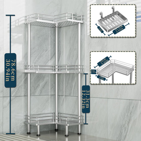 Consumest corner shower caddy adjustable-feet stabilize on uneven bathroom floors