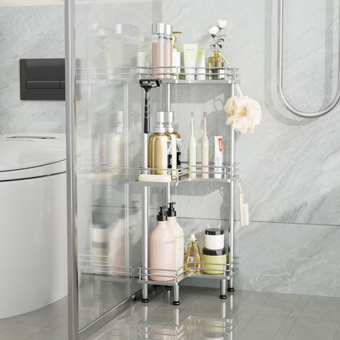 Consumest corner shower caddy large-capacity holds bulky bottles and essentials