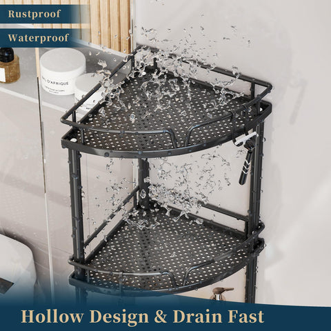 Consumest corner shower caddy stand adjustable feet protect floors during use