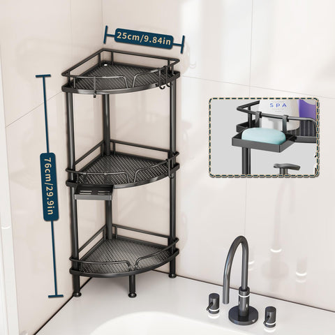 Consumest corner shower caddy stand drainage design prevents water pooling on shelves