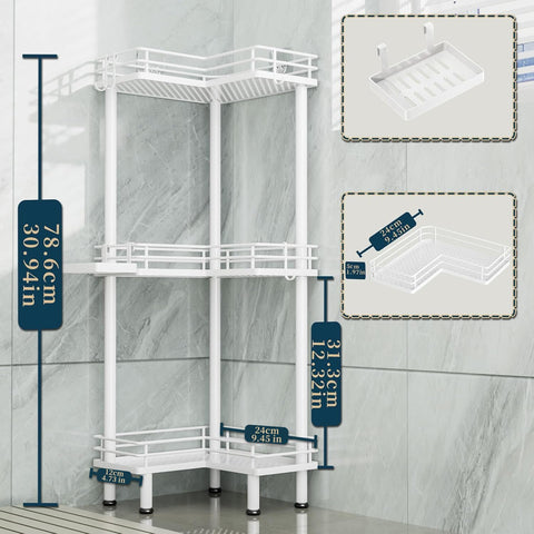 Consumest Corner Shower Caddy Standing fits compact corner spaces in tight showers.