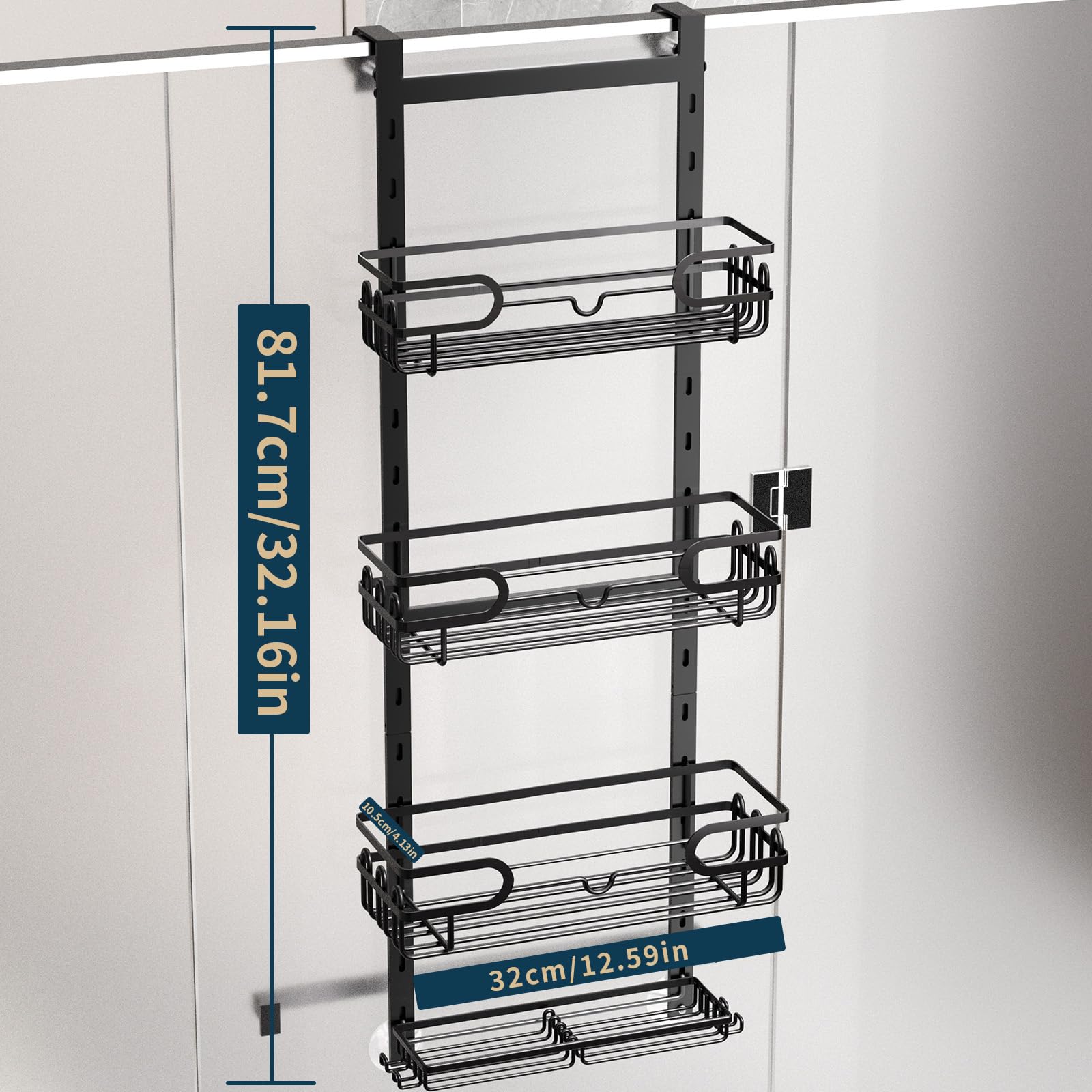 Consumest door-mount storage keeps bathroom essentials within reach.