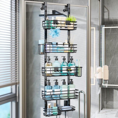 Consumest over the door shower caddy with 5 tier baskets keeps essentials organized