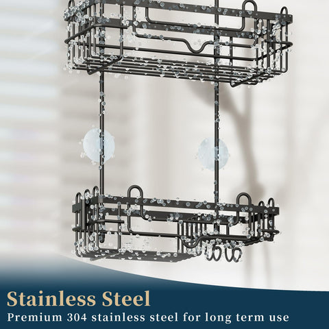 Two strong suction cups secure the caddy for stable mounting.