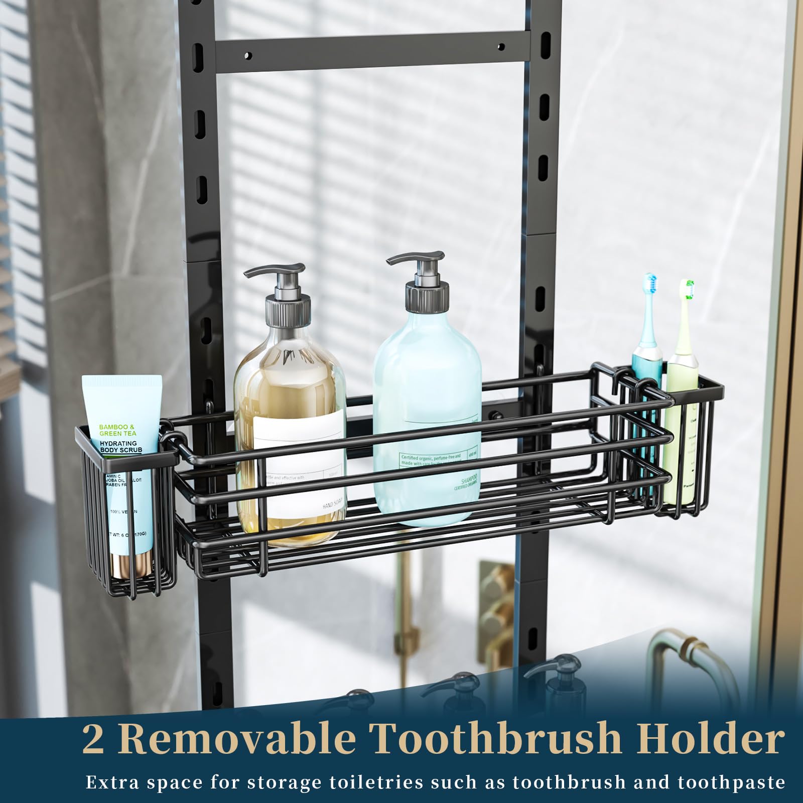 Consumest shower organizer with hooks adds convenient hanging storage for bath items