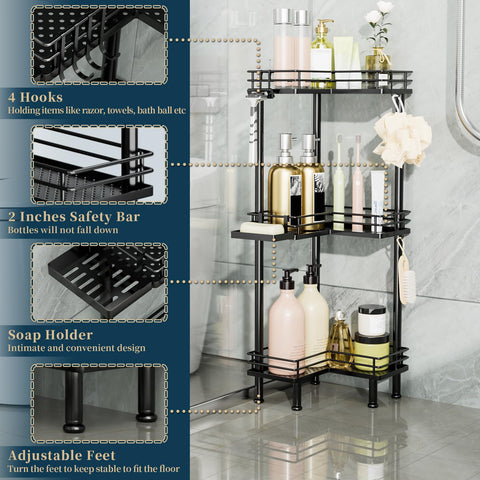 Consumest corner caddy with drainage holes keeps items dry and clean