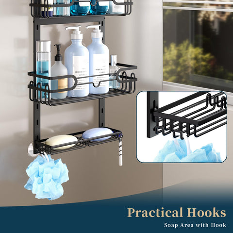 Consumest stainless steel shower caddy highlights rustproof construction.