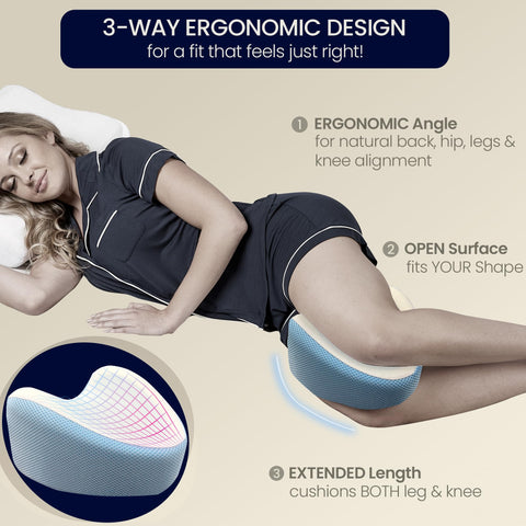Contour Legacy leg knee support foam maintains ergonomic leg positioning for comfort.