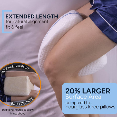 Contour Legacy leg pillow ergonomic crescent shape supports legs without restricting movement.