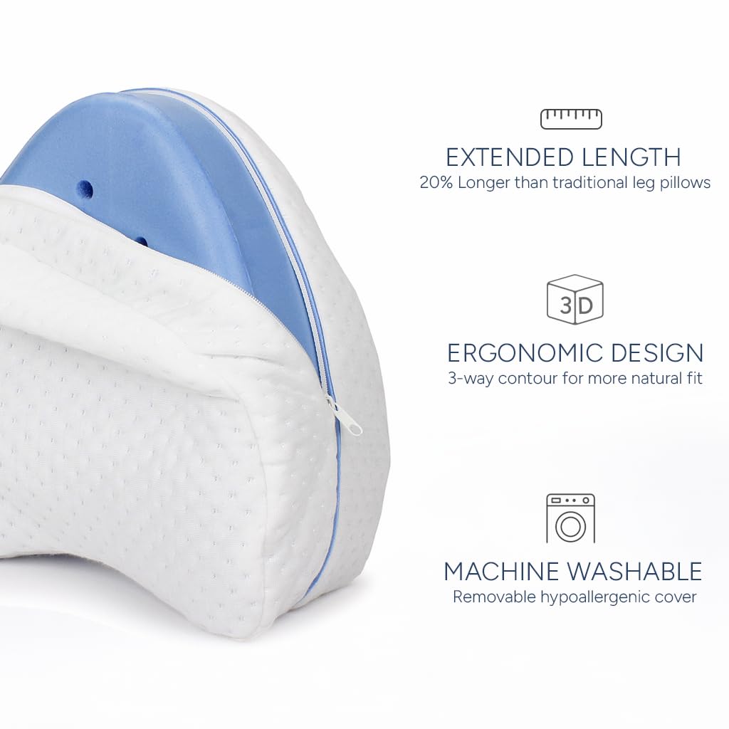 Contour Legacy leg pillow requires no straps, allowing natural nighttime movement.