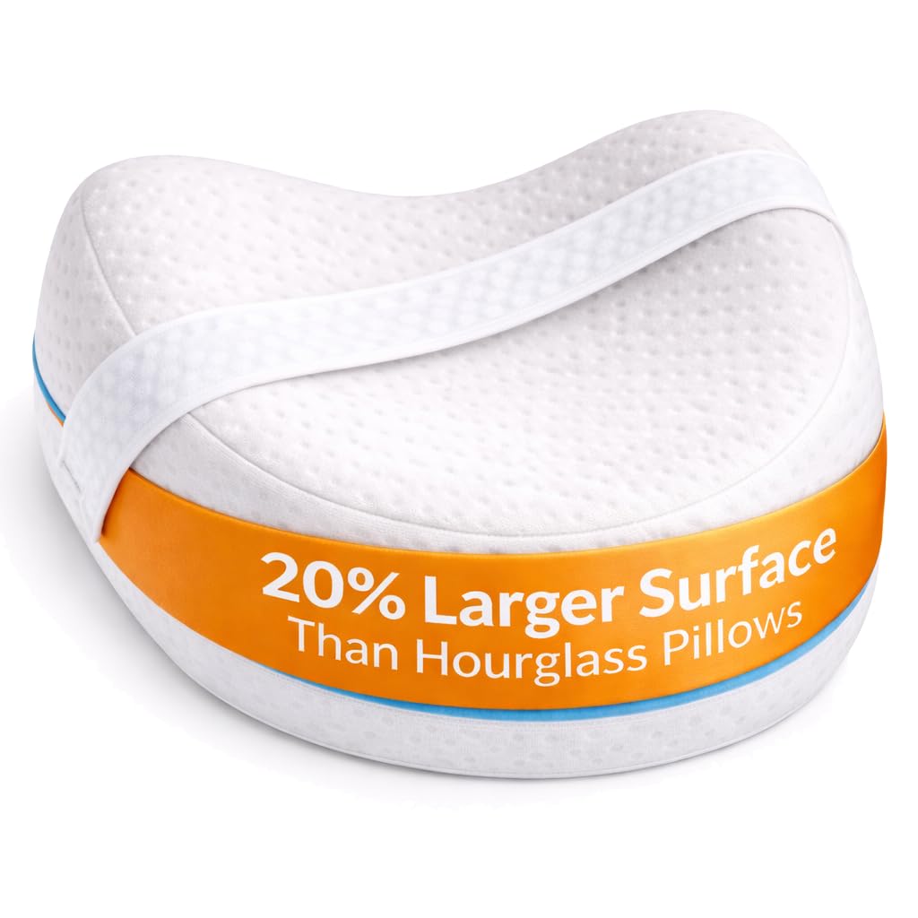Contour Legacy leg pillow in side-sleeping view supports alignment