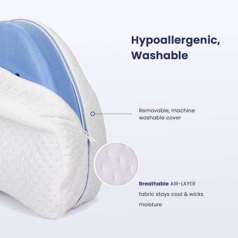 Contour Legacy XL leg pillow on bed showing leg and knee support.
